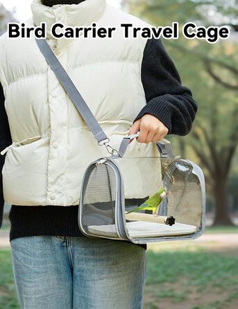 Транспортний бокс для птахів Gxdamxz з дерев'яним штиком та підносом, клітка для хвилястих попугаїв/попугаїв/дрібних тварин, 27x20x20 см