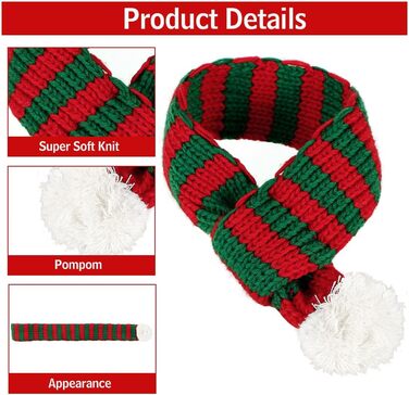 Шарф для кота та собаки на Новий Рік, костюм, червоний, для прикрашання, одяг для домашніх тварин, костюм на Новий Рік, червоно-зелений, середній, розмір M