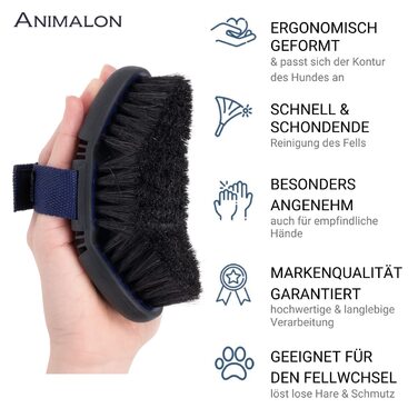 Щітка для собак з короткою шерстю Animalon Kurzhaar | Допомагає у період линьки | Інноваційна щітка для догляду за шерстю собак | Щітка-кардічка велика та маленька (блакитна)