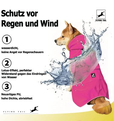 Дощовик для собак, м'який та зручний, з відбиваючими елементами, регульований, легкий в одяганні, отвір для повідка, розміри S - XXXXXL (Рожевий, M)