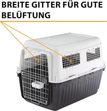 Переноска для собак Ferplast Atlas 60, сіра, 61 x 91 x 68 см, для середніх собак