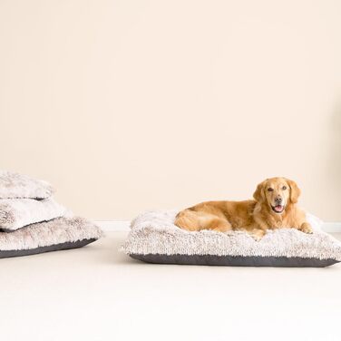 М'яке ліжко для собак EHEYCIGA, велике, XXL, 120x90 см, з довгим плюшем, неслизьке, коричневе, миється