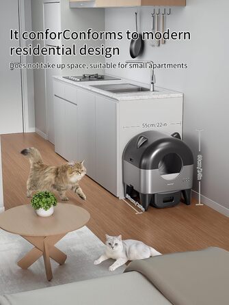 Автоматичний лоток для котів, 110 л, для кількох тварин, з мішками для сміття, герметичний, дезодорує, з додатком