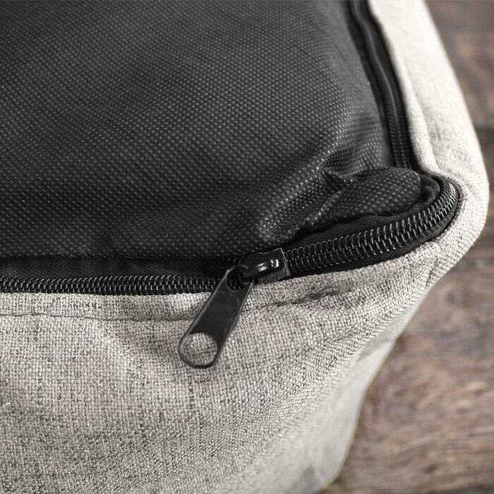 Ортопедичне собаче ліжко Tierlando® Goofy Couture з захистом для матрацу, знімний чохол з меблевої тканини, для собак середніх та великих порід, розмір 90x75 см, сірий колір