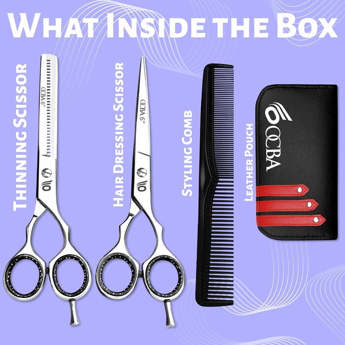 Професійні ножиці для стрижки волосся OCBA 6 дюймів (сріблясті) - для перукарів та салонів