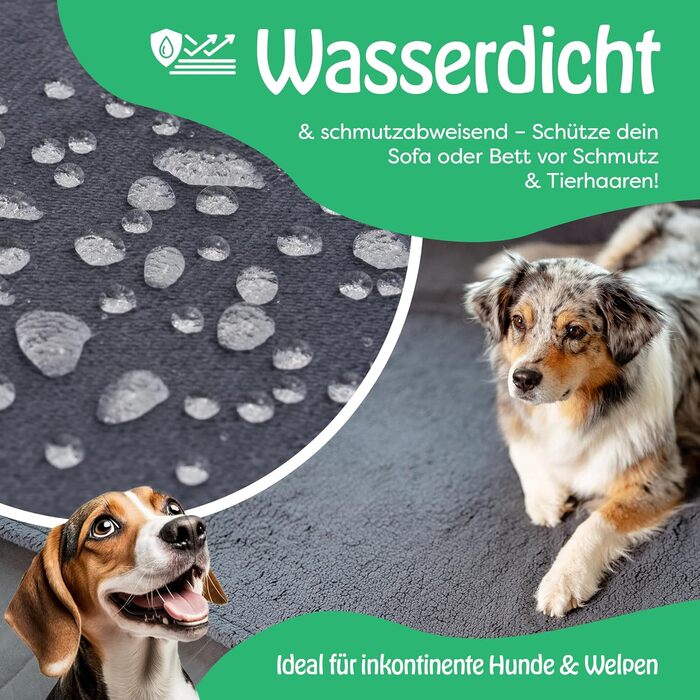Водонепроникний килимок для собак PetPurry® - 101x127см/L/сірий - М'який килимок на диван для собак, універсальний та довговічний - Килимок для собак, який можна прати, розмір L (101 x 127 см)