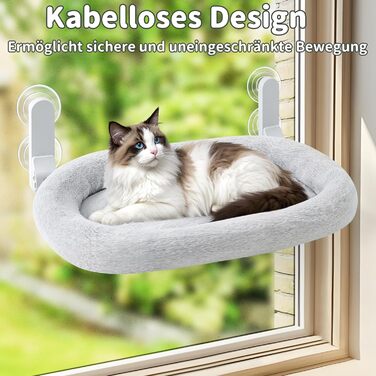 Лежанка для котів на вікно GUUSII HOE: крісло-гамак з 4 присосками, легка установка, білий (сірий, м)