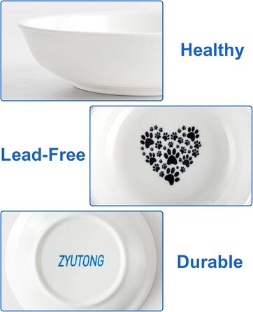 Керамічна миска для котів з віями, 14 см, широка годівниця для вологого корму, миска для котів з милим дизайном, зручна для котів з вусами, неслизька, біла, з сердечками та кігтиками, набір 6 штук