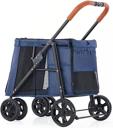 Візок для собак великих порід, переноска для тварин до 30 кг, візок-переноска для собак, котів, візок-бігун, складний, блакитний