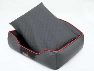 Лежак для собак Hobbydog Elite XXL, штучна шкіра, сірий/чорний, 110x85x30 см