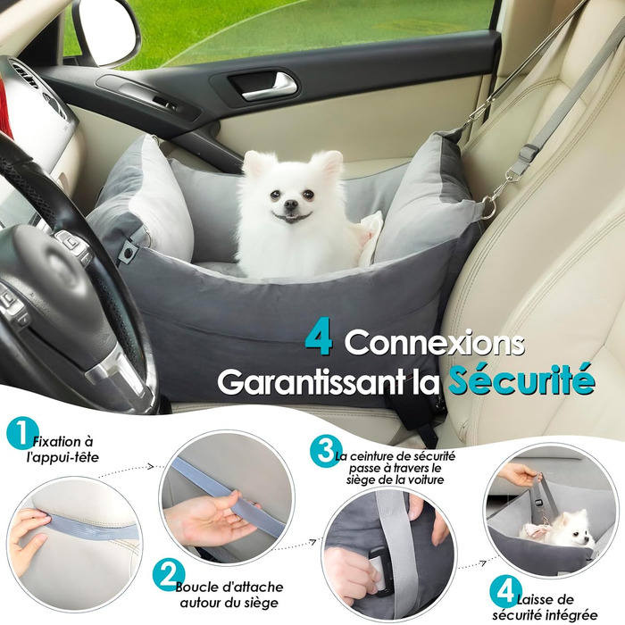 Автокрісло для собак, кошик для тварин, переноска для авто, з висувним лежанкою, безпечний кріплення, зелений/сірий