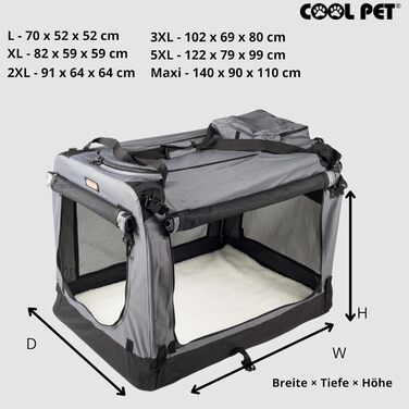 Переносна складана переносна коробка для собак 91х64х64 см (2XL, сірий)