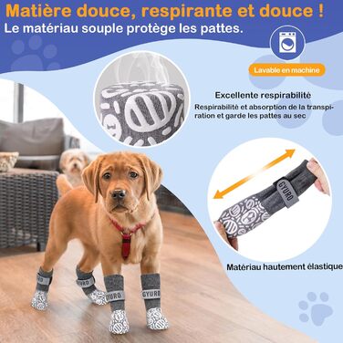 Антиковзаючі собачі шкарпетки для дому (XXL, сірий) - захист лап від слизькості та подряпин