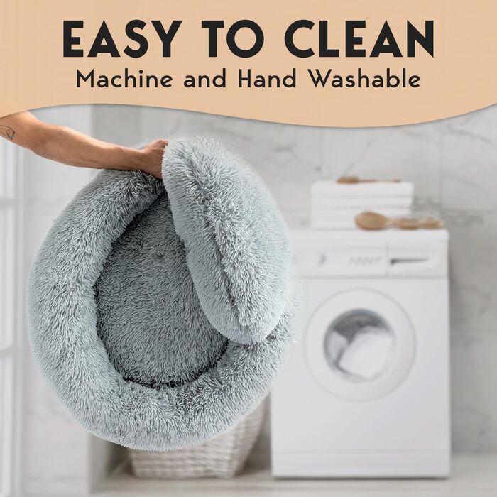 Крісло-лежанка для собак PetJett, середнього розміру, 76,2 см, у вигляді пончика, з антиковзким покриттям та можливістю прання, супер м'яке та пухнасте, кругле ліжко, знімає тривожність, преміум-комфорт для домашніх тварин, підходить для собак до (Д 76 x 