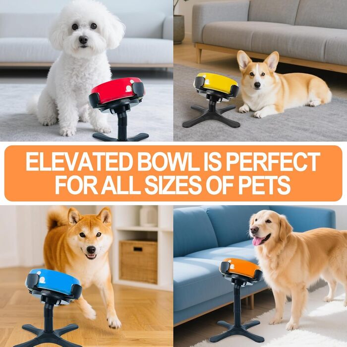 Підставка для годівлі собак, регульована по висоті, миска для води та корму, підвищена, регульована висота 5.5', 9.45', 13.2', стабільна та неслизька, для малих, середніх та великих собак, чорна