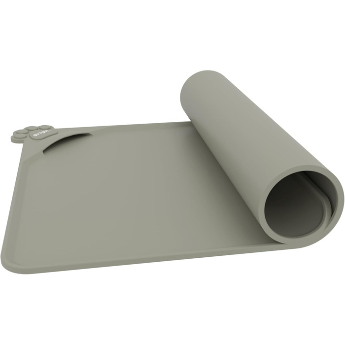 Водонепроникний килимок для годування домашніх тварин з високими бортиками, 55 x 38 см, силіконовий, неслизький, для собак та котів, запобігає розливанню води (бежевий, 48 x 30 см)