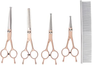 Набір професійних собачих ножиць для грумінгу (5 шт.) з нержавіючої сталі, золотий колір, для собак та котів