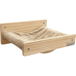 Підвісний гамак для котів Kerbl Timber, натуральний/тауpe, 38x33,5x16 см, м'який плюш, настінний, знімний чохол, до 6 кг