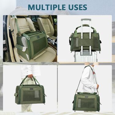 Транспортна переноска для котів та собак Petsfit, складна сумка-переноска, 47L x 30B x 30H см, оливковий колір
