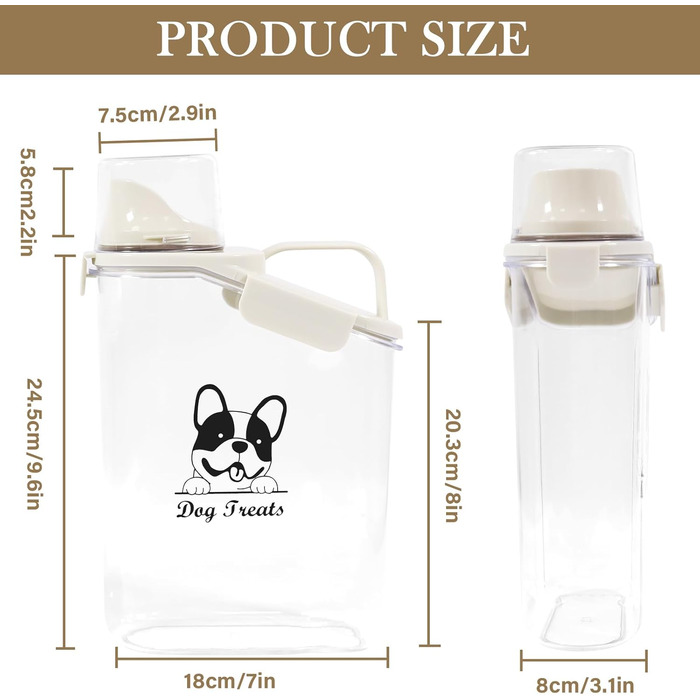 Контейнер для корму для собак 2.8L, герметичний, з BPA-вільного пластику, прозорий, зелений (1391-Dog)