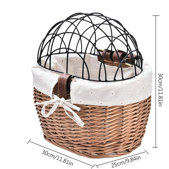 Кошик для собак на велосипед, переноска для тварин з лози, для велосипеда – знімний тримач для собак, велосипедна підставка, утримувач для собак на велосипед