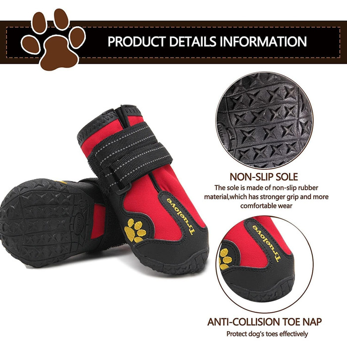 Зимові чоботи для собак великих порід Expawlorer: захист лап від холоду, ковзання та гарячого асфальту. Комплект 4 шт. (Розміри 5 та 7)