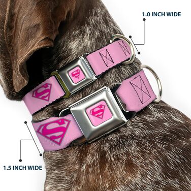 Нашийник для собак Buckle Down Superman Shield рожевий, 22,9–38,1 см