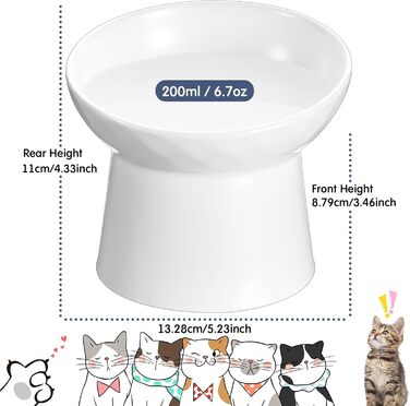 Набори мисок для котів Tanlade з підняттям, керамічні, антипротічні, для закритих котів та цуценят, 4 шт. (білий та сірий)