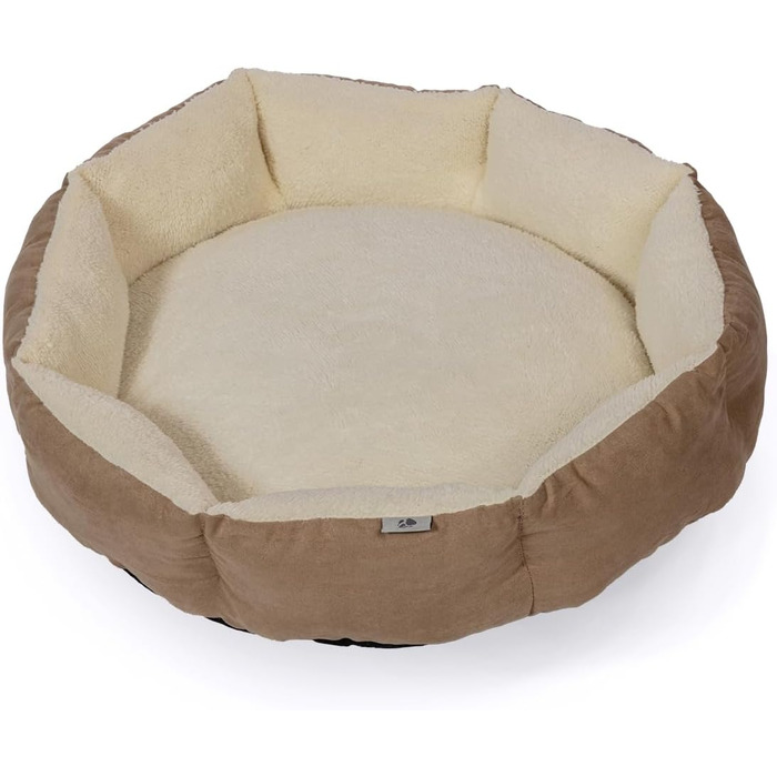 Дизайнерське ліжко для собак Danish Design Essentials, бежеве, розмір M, 62 x 60 x 16 см, м'яке ліжко з хутром, можна прати в пральній машині