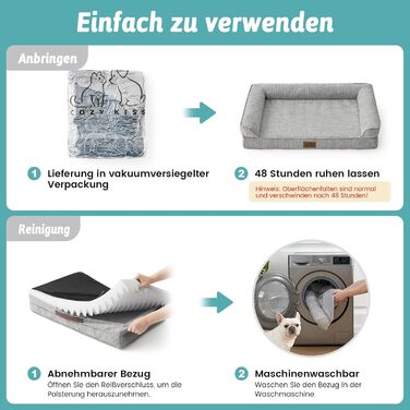 Ортопедичне ліжко для собак COZY KISS XL, 107x76x18 см - ліжко для великих собак з яйцеподібною піною та знімним чохлом