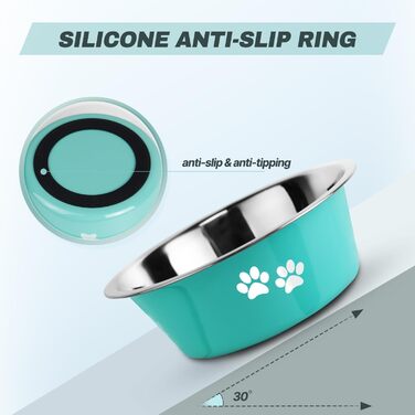 Набори мисок для собак та котів SUOXU з нержавіючої сталі (1560 мл, 2 шт.) з антиковзною основою, для великих, середніх та маленьких порід