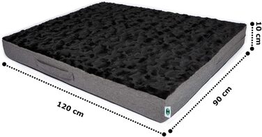 Ортопедичний килимок для собак CopcoPet Lucky Hundematratze: чорний, 120 x 90 x 10 см, антиковзаюча, миється, з м'якого плюшу