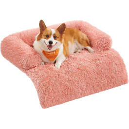 Лежак для собак Feandrea FluffyHug L, плюшевий, 95x85x16 см, рожевий, килимок-декор та захист для дивану