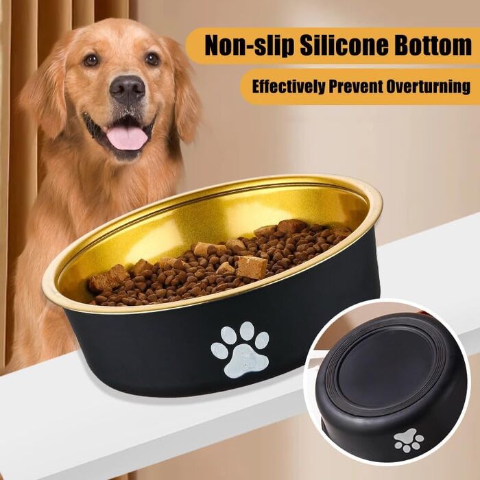 Набір з 2 мисок для собак з нержавіючої сталі, 22 см. Глибокі миски для корму та води для середніх та великих собак. Миски для тварин, годівниця, поїлка.