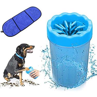 Очисник лап для собак з рушником, портативний пензлик для миття лап, масаж, догляд за лапами, видалення бруду для собак та котів