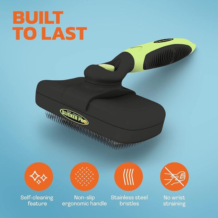 Pet Portal щітка для собак і котів Slicker Pro – самочищувальна щітка для короткої та довгої шерсті, підшерстя, проти ковтунів, аксесуари для тварин