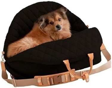 Міцна переноска для собак ZYHARUKO з кишенькою для зберігання, 3-сторонні кільця, неслизьке дно для автомобіля, подорожей, дому, зручна для подорожей (Чорний)