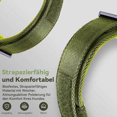 Тактичне собаче нашийник DE JIARUI з ручкою, водонепроникний Airtag нашийник для собак, товстий регульований нашийник для собак з м'якою підкладкою, металева застібка для собак середніх та великих порід (зелений, M(15'-19')) Зелений L(18'-23')