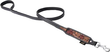 Нашийник для собак MICHUR Flora з натуральної шкіри, чорний, червоний, коричневий, з квітковим візерунком, різні розміри (150x2,5 см)