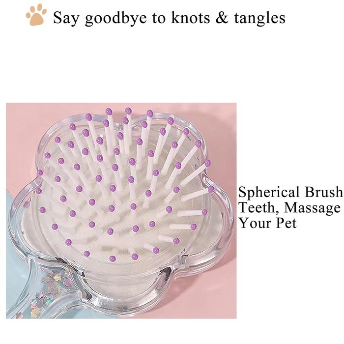 М'яка щітка для собак, для дрібних порід: Йоркширський тер'єр, Ши-тцу, Мальтіпу, Мальтезе | Видалення шерсті | Щітка для собак (Блискучий рожевий)