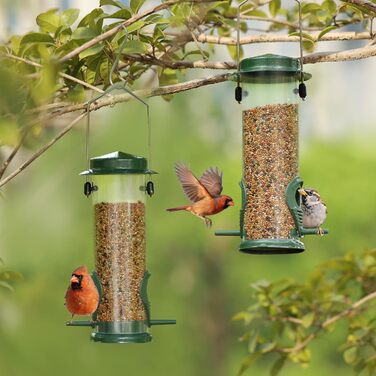 Годівниця для птахів Mixxidea з нержавіючої сталі, для саду та двору, 2 шт. (зелена)