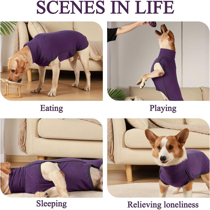 Теплий флісовий пуловер для собак, піжама, верхній одяг для осені та зими. Підходить для цуценят та собак різних розмірів (XXS-2XL). Кольори: червоний, фіолетовий