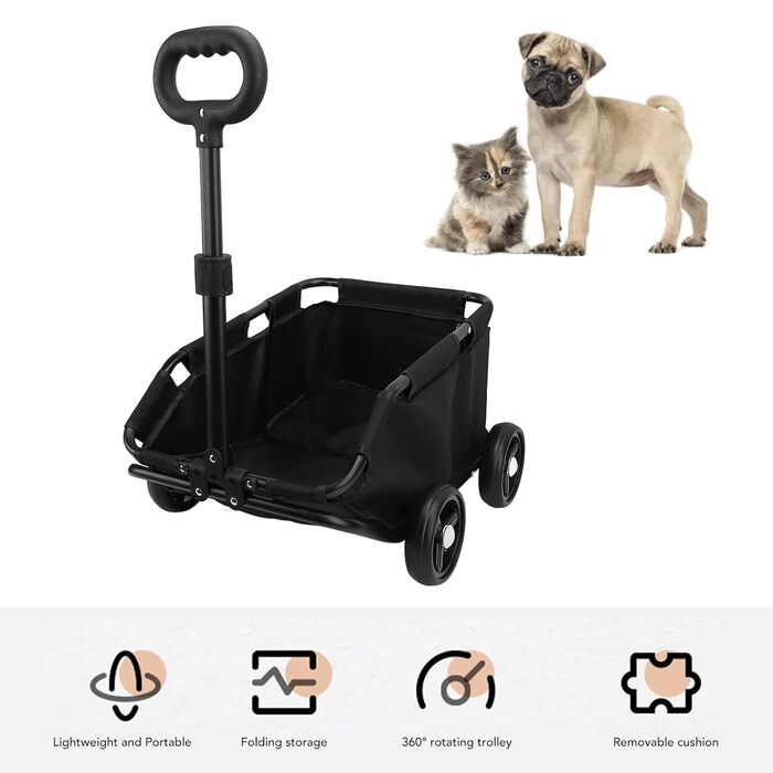 Дитяча коляска для собак, прогулянкова та для джогінгу, чорна. Підходить для малих та середніх порід.