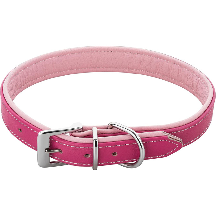 Шкіряне нашийник для собак Fun Line - великий, середній та маленький, з підкладкою, міцний (28-36 см, блакитно-коричневий)