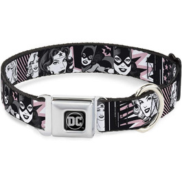 Нашийник для собак з пряжкою, мотив Бетмена, ланцюгові зв'язки, 33-45,7 см, ширина 3,8 см (Рожевий, Білий)
