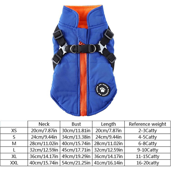 Зимовий антідощовий одяг для собак – тепла флісова куртка для цуценят, маленьких, середніх та великих собак (блакитний, XL)