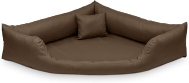 Ліжко для собак Juelle з штучної шкіри, кутовий дизайн, для середніх та великих собак, м'який пухнастий килимок, диван Gabi M-XXL (140x140см, світло-коричневий) XXL - 140x140x24 см, коричневий