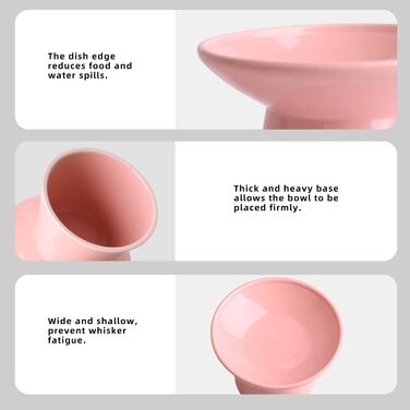 Набір мисок для котів та собак KITCHENLESTAR: великі, керамічні, підняті, рожеві (2 шт.)