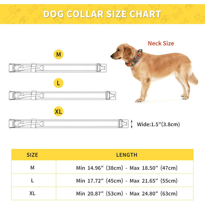 Тактичний нашийник для собак Huntvp, регульований, з ручкою контролю, з нейлону, з підкладкою, металева застібка, для середніх собак, для полювання, тренувань, активного відпочинку, камуфляж M