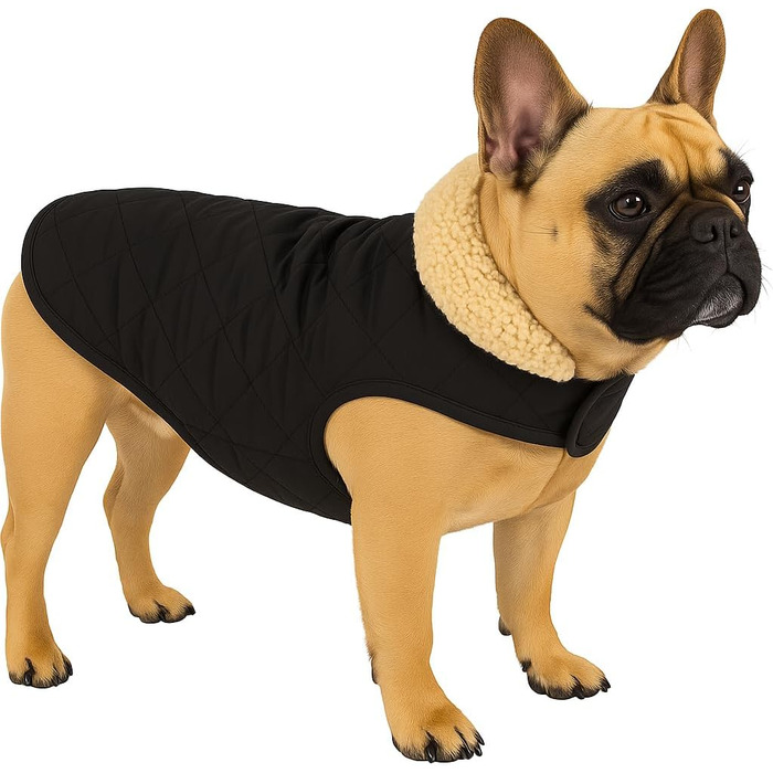 Теплий зимовий одяг для собак Flamingo Bonnie – чорний, розмір 35 см – преміум якість, водонепроникний, зручна застібка-липучка, плюшевий підкладка